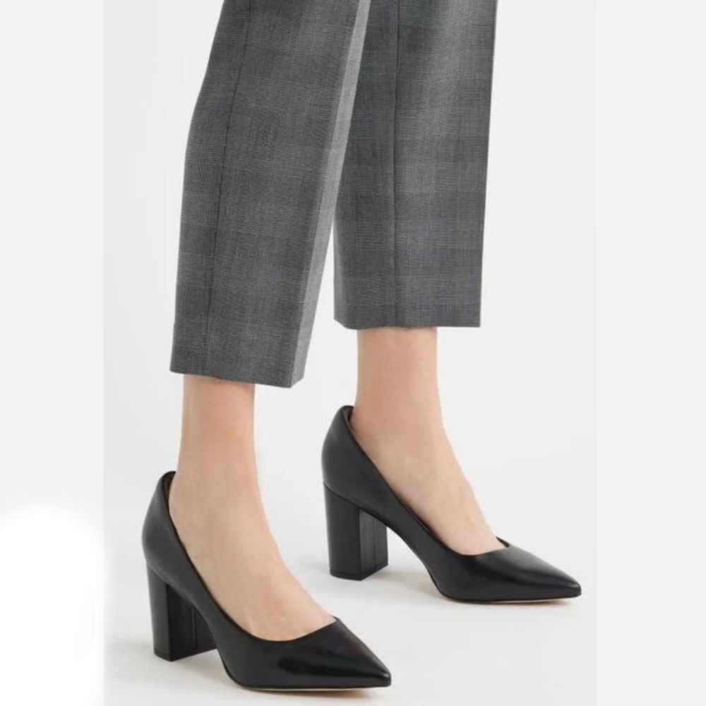 Nordstrom Womens Poppy Pointed Toe Leather Pumps Size 6.5 Black